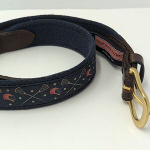Vineyard Vines Boys 24 Belt Navy Canvas Leather Lacrosse LAX Made in USA